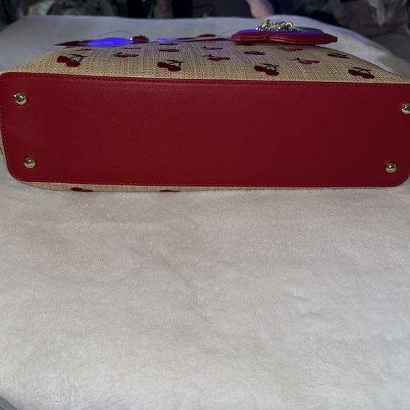 NWT Betsy Johnson Cherry Tote Bag Viral Novelty Handbag Purse Rattan Heart Large - Picture 5 of 15